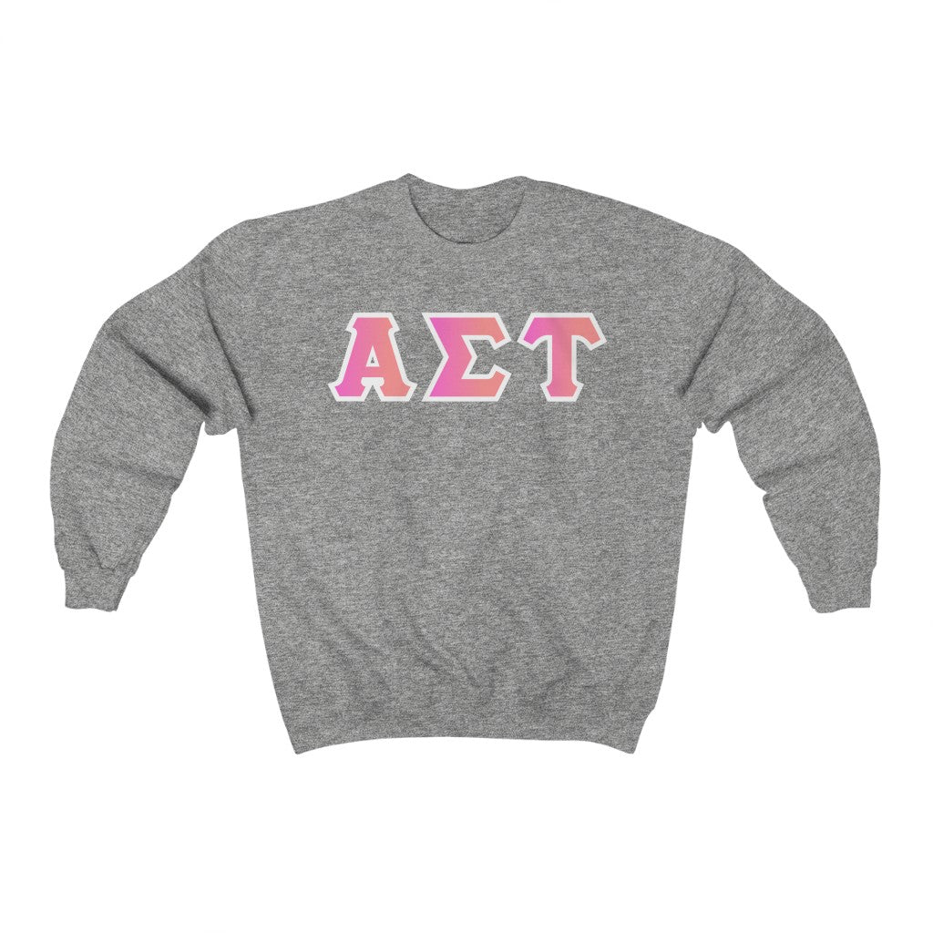 Alpha Sigma Tau Printed Letters | Bubble Gum Crewnecks