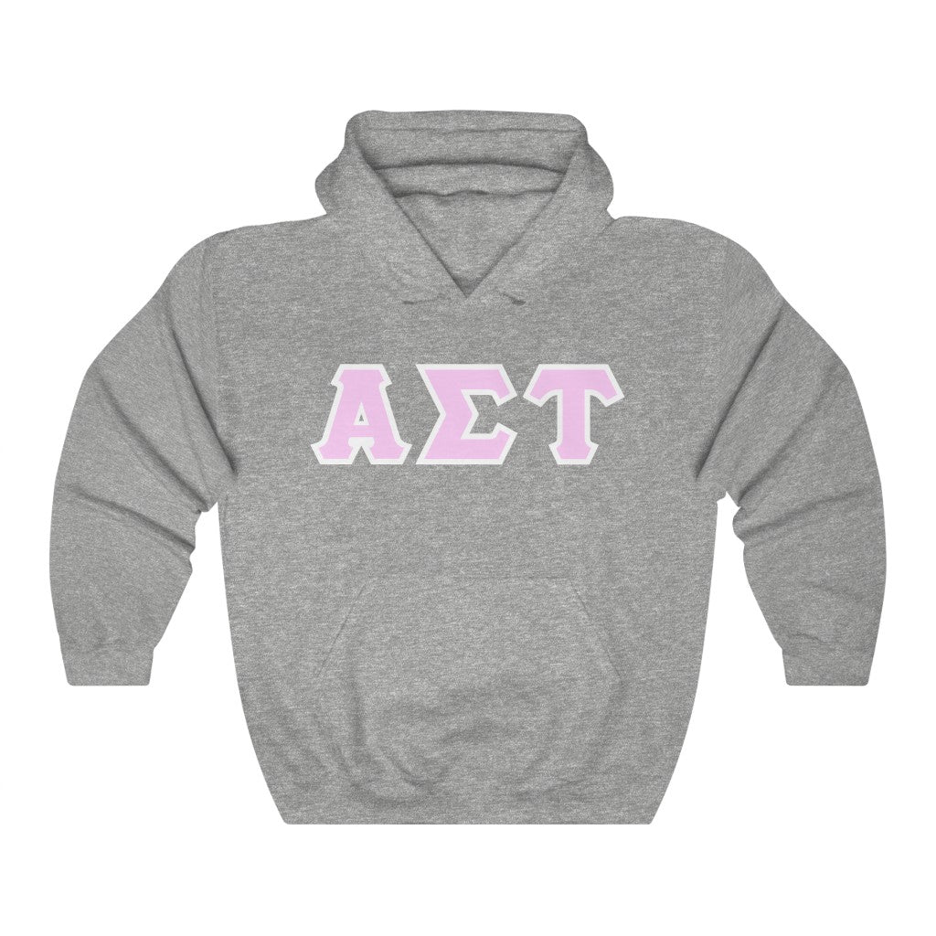 AST Printed Letters | Light Pink with White Border Hoodie