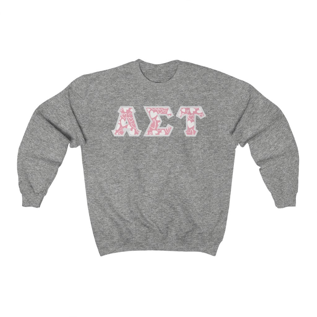 Alpha Sigma Tau Printed Letters | Chalky Hearts Crewnecks
