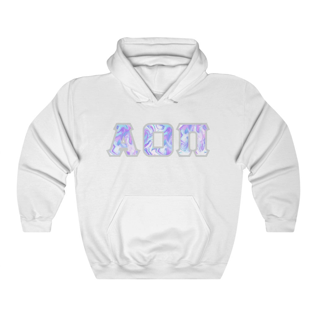 Alpha Omicron Pi Printed Letters | Cotton Candy Tie-Dye Hoodie