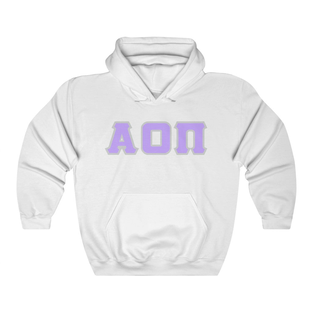Alpha Omicron Pi Printed Letters | Violet with Grey Border Hoodie