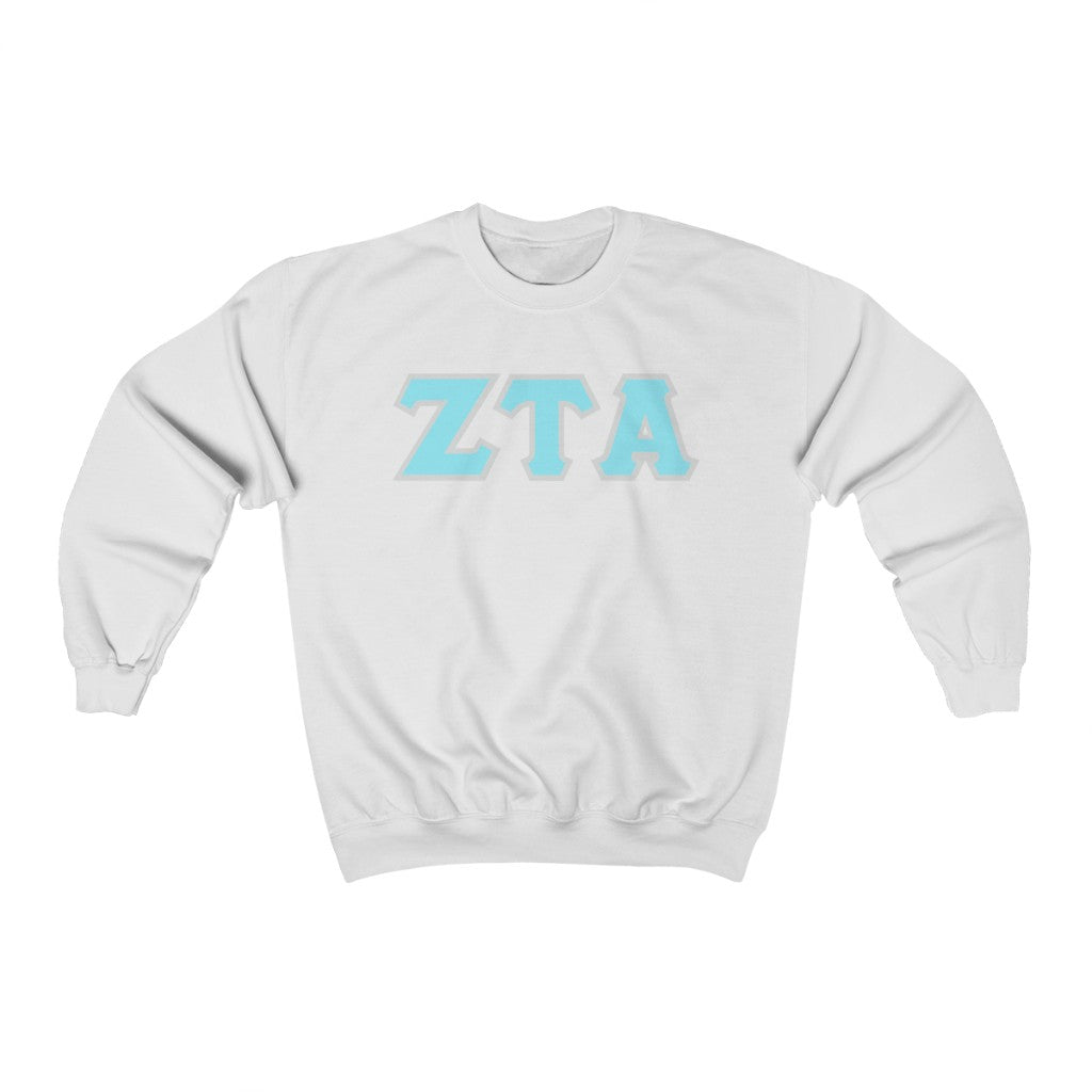 ZTA Printed Letters | Cyan with Grey Border Crewneck