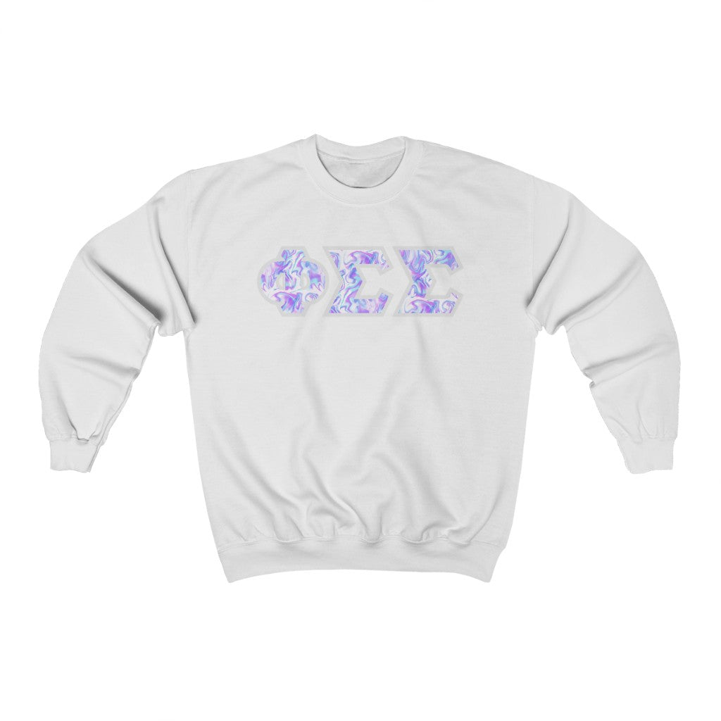 Phi Sigma Sigma Printed Letters | Cotton Candy Tie-Dye Crewneck
