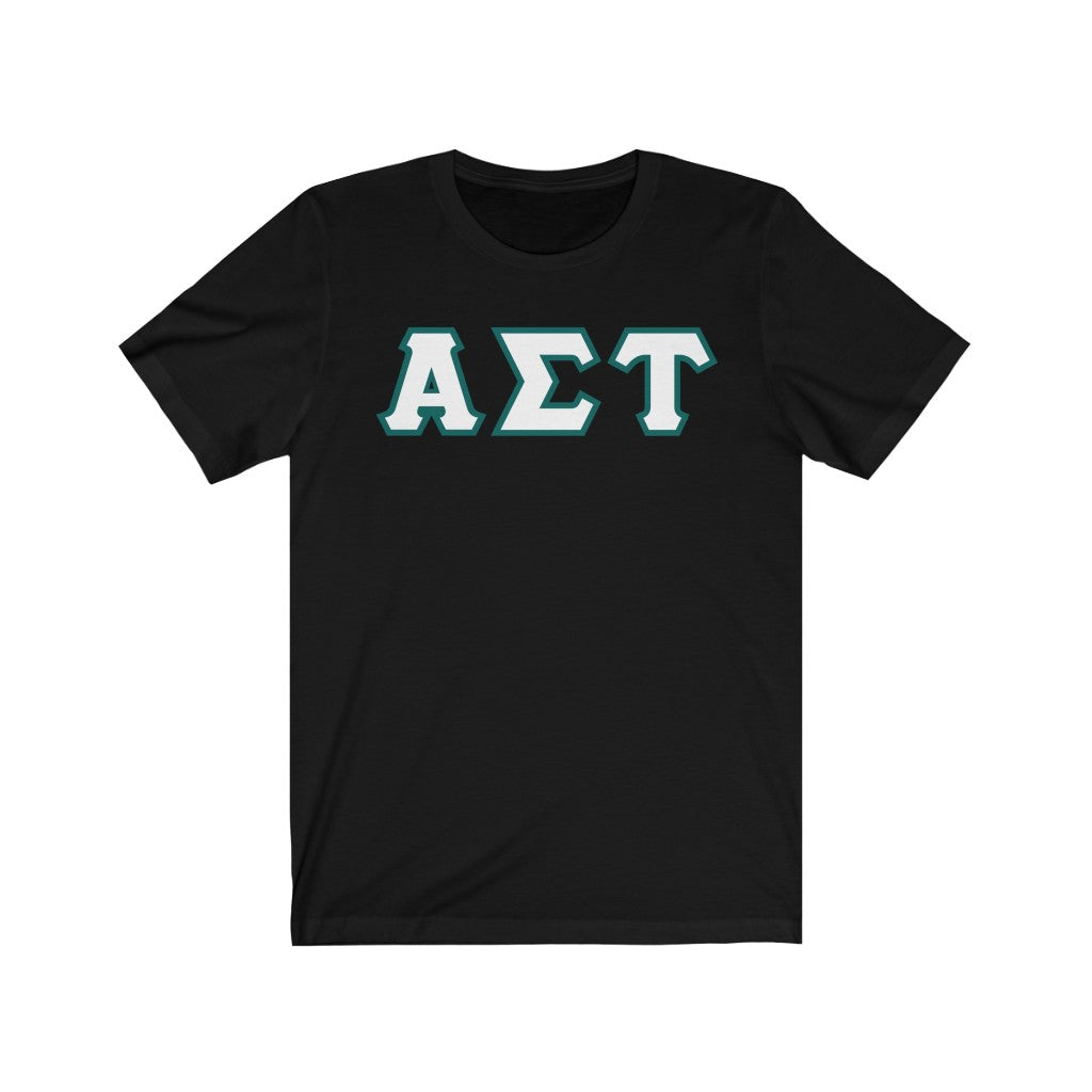 AST Printed Letters | White with Emerald Border T-Shirt
