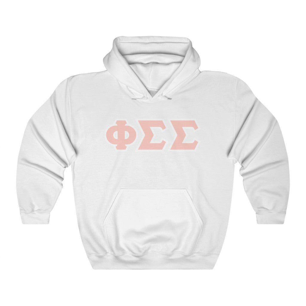 Phi Sigma Sigma Printed Letters | Peach with White Border Hoodie