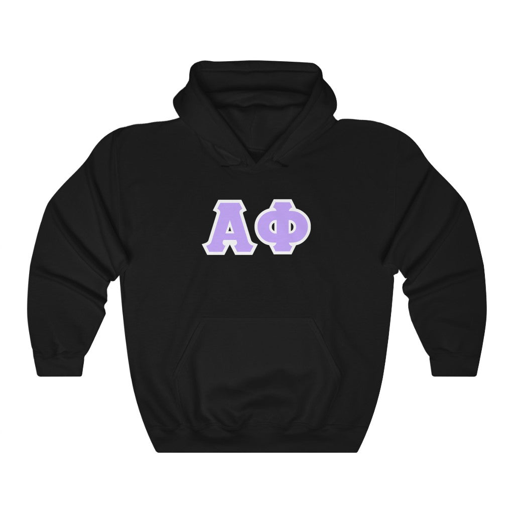 Alpha Phi Printed Letters | Violet & White Border Hoodie