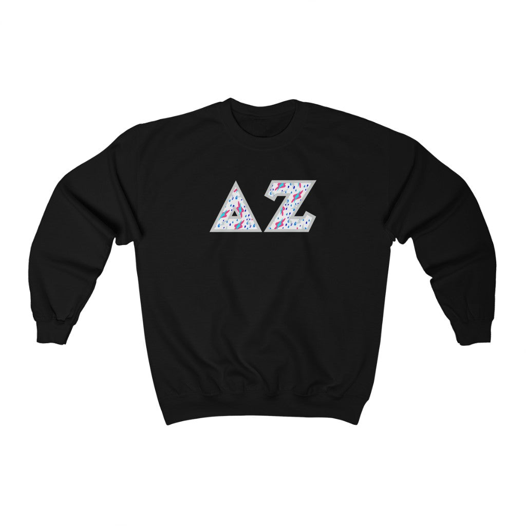 Delta Zeta Printed Letters| Bayside White Crewneck