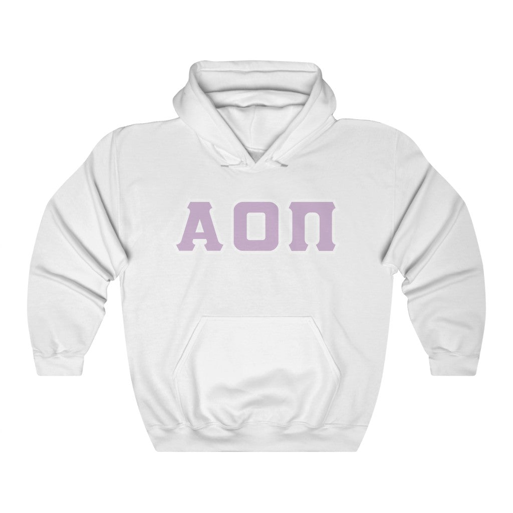 Alpha Omicron Pi Printed Letters | Lavender with White Border Hoodie