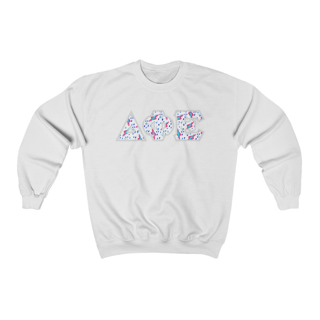 Delta Phi Epsilon Printed Letters | Bayside White Crewneck