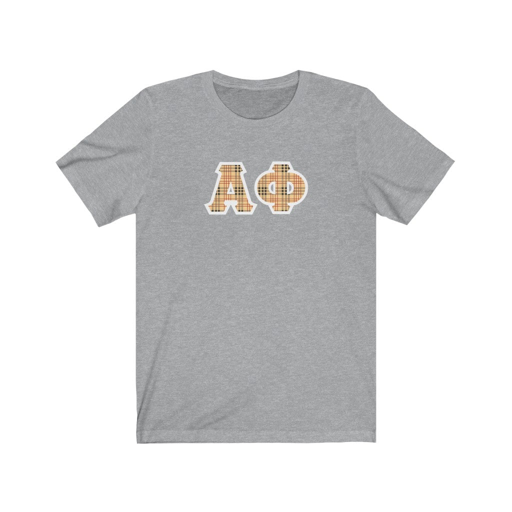 Alpha Phi Printed Letters | Nova Plaid Pattern T-Shirt