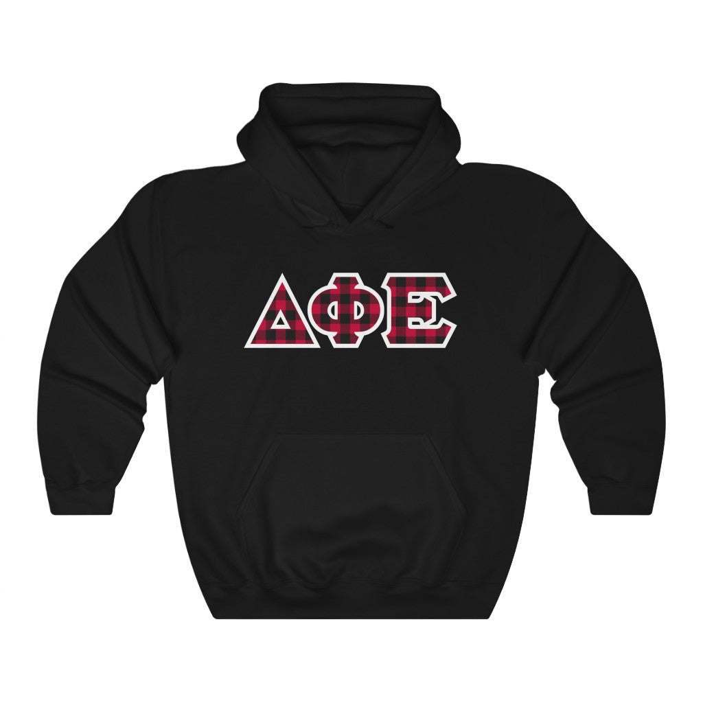 Delta Phi Epsilon Printed Letters | Buffalo Plaid Hoodie