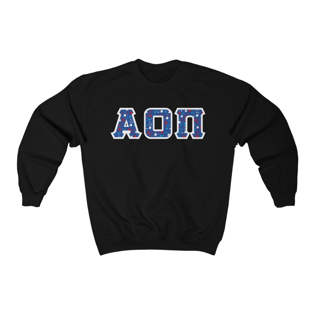 Alpha Omicron Pi Printed Letters | American Stars Crewneck