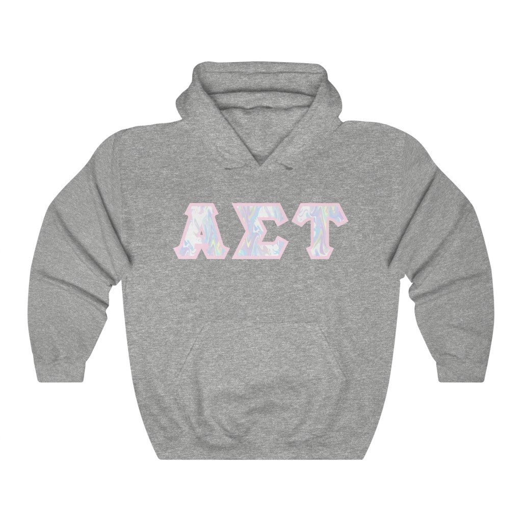 Alpha Sigma Tau Printed Letters | Pastel Tie-Dye Hoodie