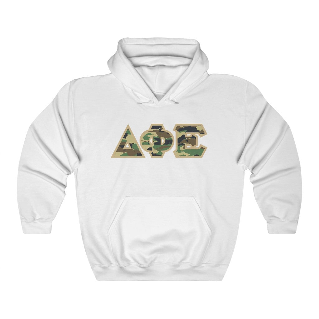 Delta Phi Epsilon Printed Letters | Camouflage Hoodie
