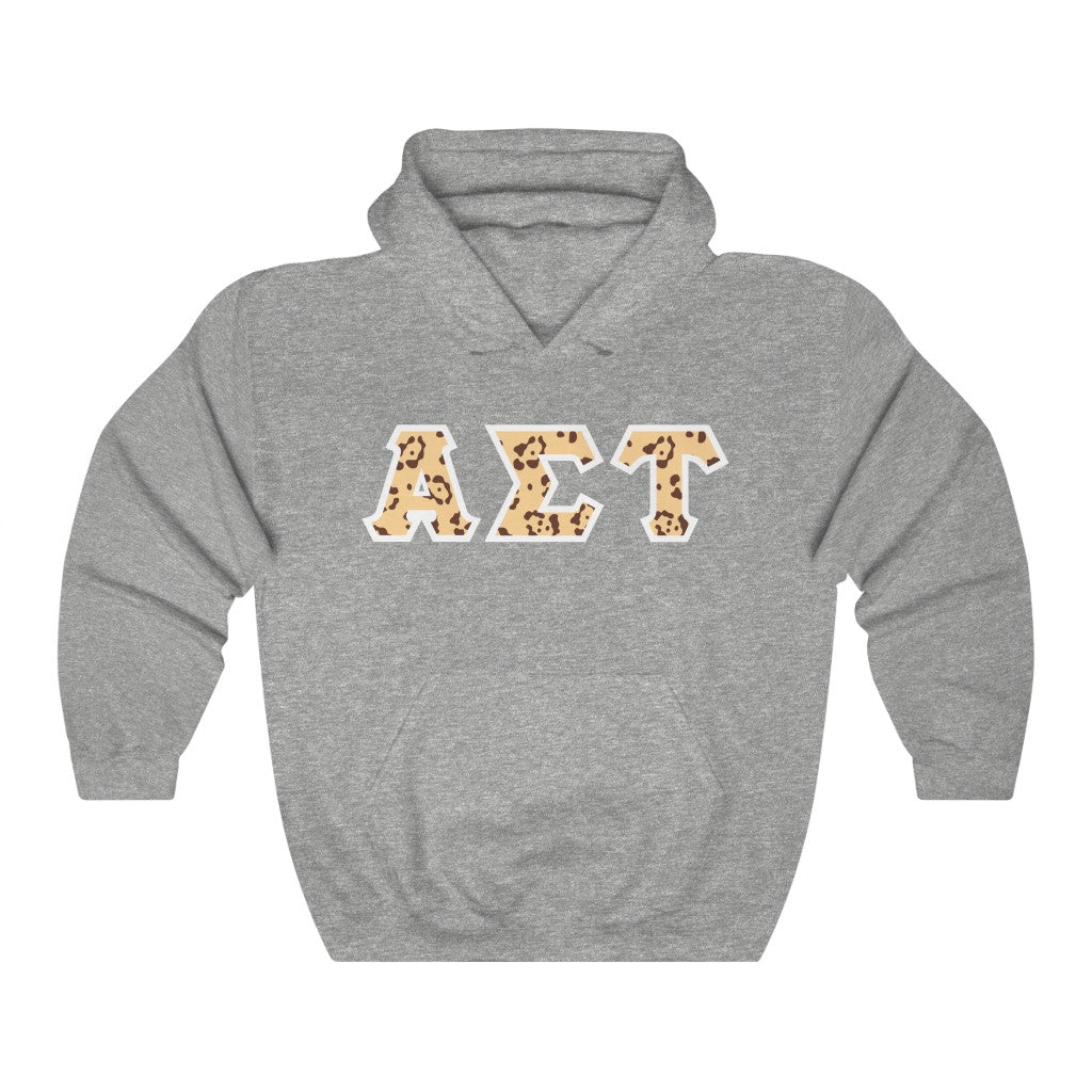 Alpha Sigma Tau Printed Letters | Leopard Print Hoodie