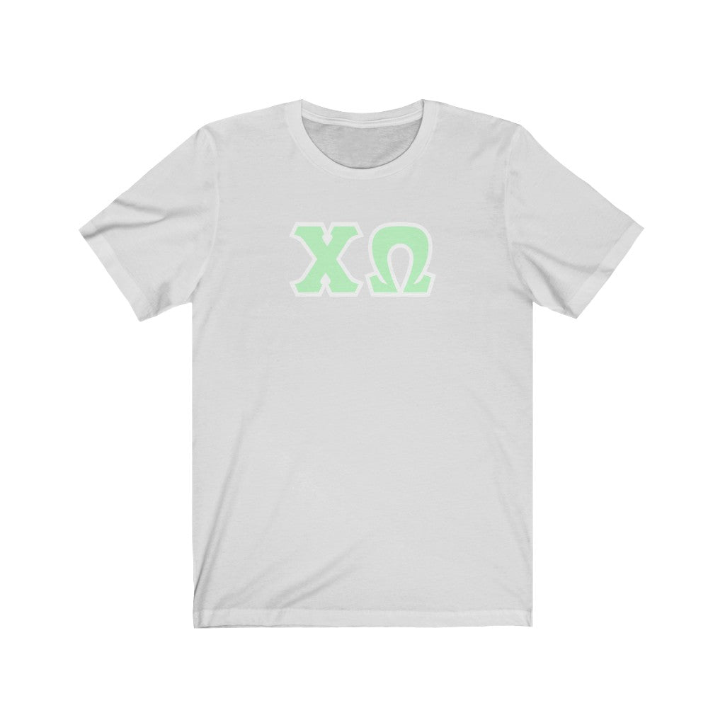 Chi Omega Printed Letters | Mint with White Border T-Shirt