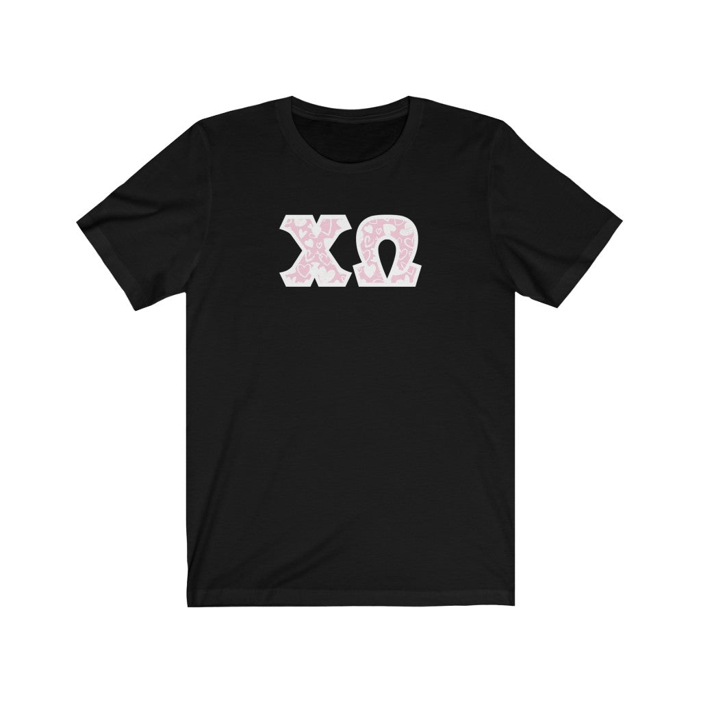 Chi Omega Printed Letters | Chalky Hearts T-Shirt