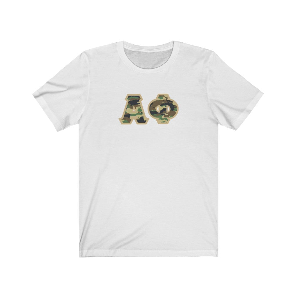 Alpha Phi Printed Letters | Camouflage T-Shirt