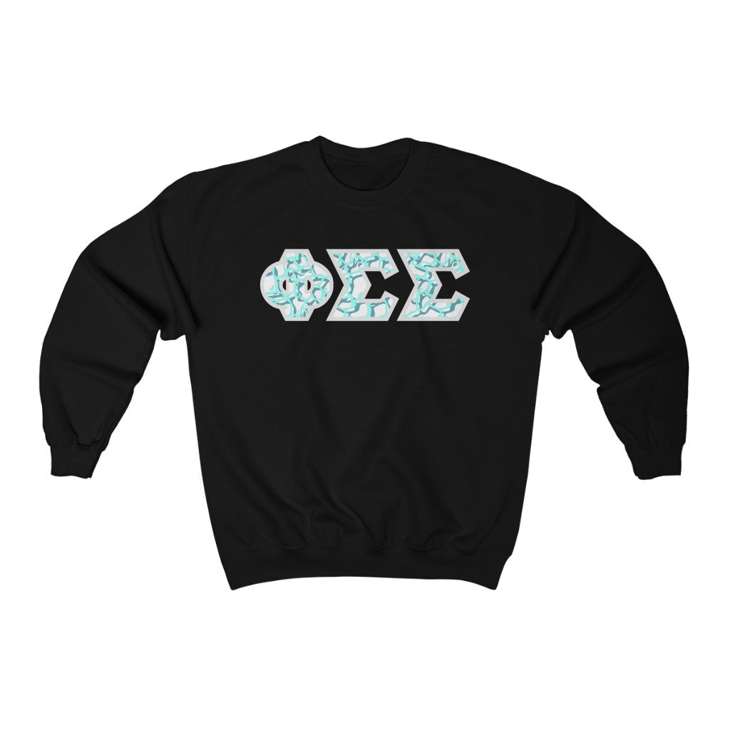 Phi Sigma Sigma Printed Letters | Under the Sea Crewneck
