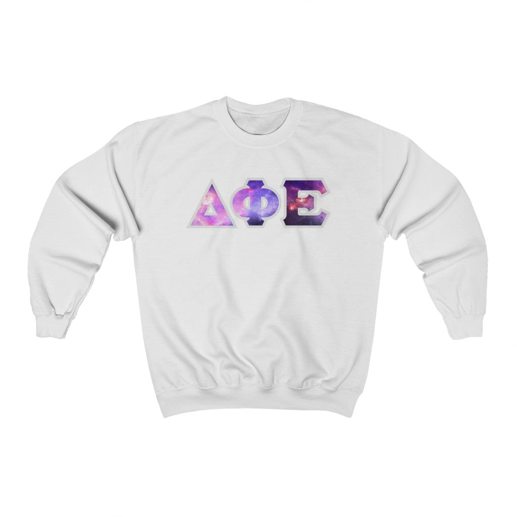 Delta Phi Epsilon Printed Letters | Galaxy Crewneck