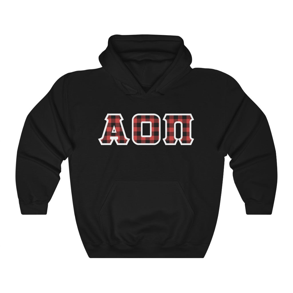 Alpha Omicron Pi Printed Letters | Buffalo Plaid Hoodie