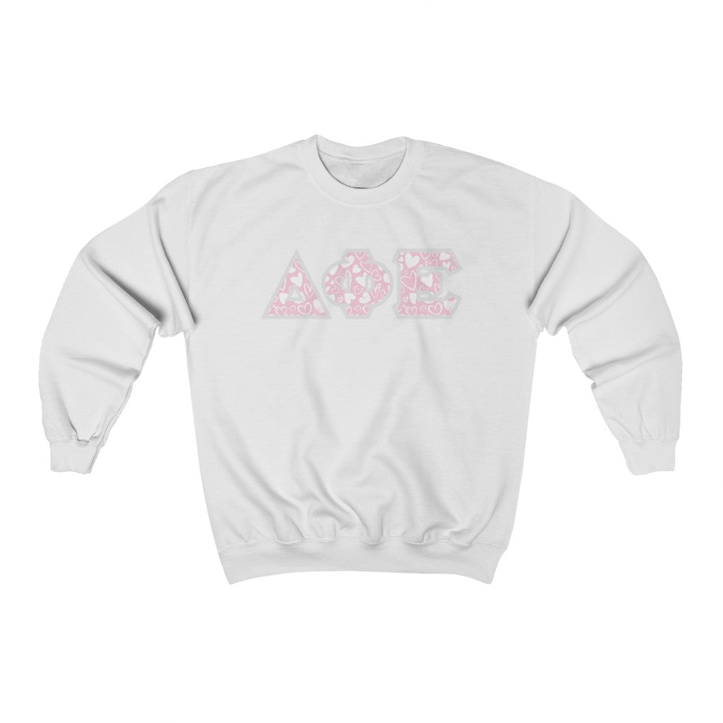 Delta Phi Epsilon Printed Letters | Chalky Hearts Crewneck