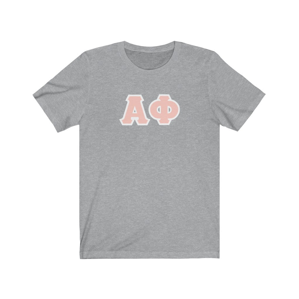 Alpha Phi Printed Letters | Peach & White Border T-Shirt