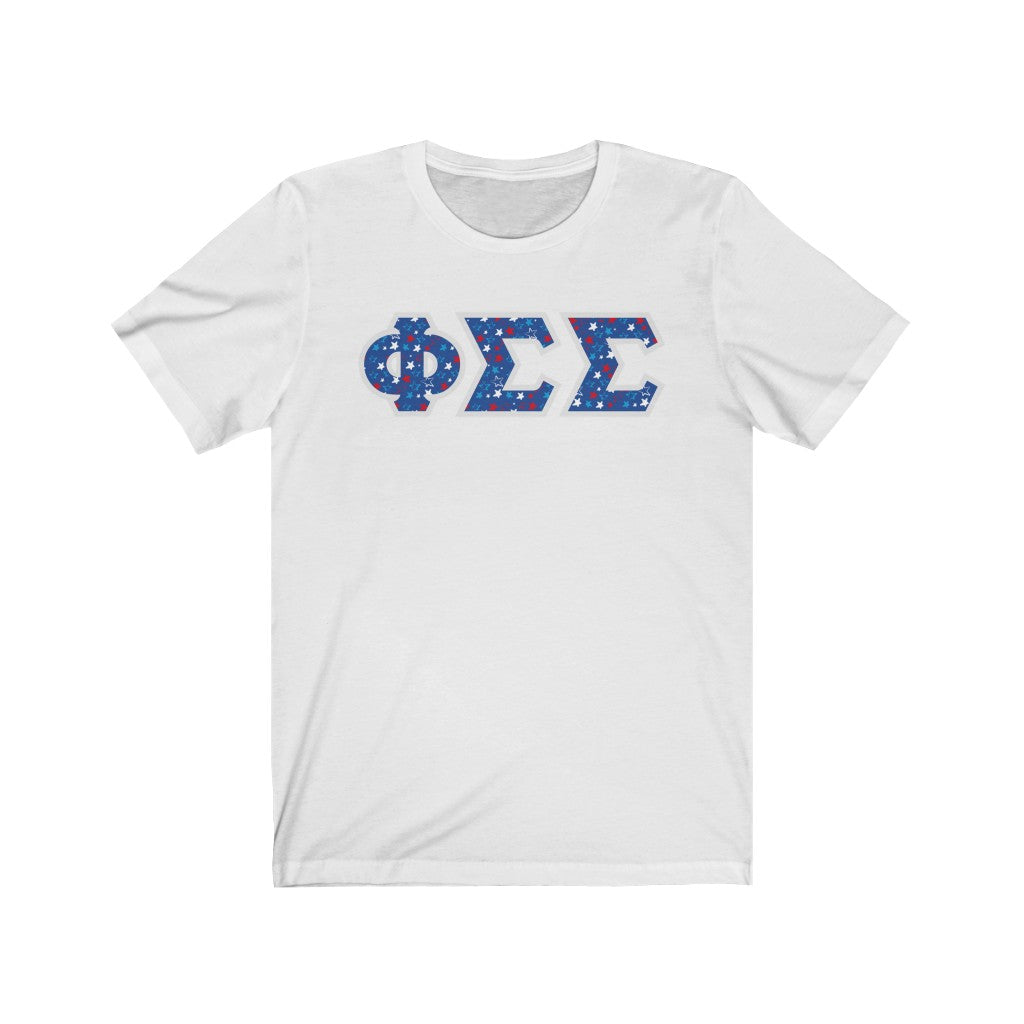 Phi Sigma Sigma Printed Letters | USA Stars T-Shirt