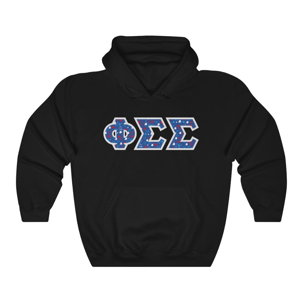 Phi Sigma Sigma Printed Letters | USA Stars Hoodie