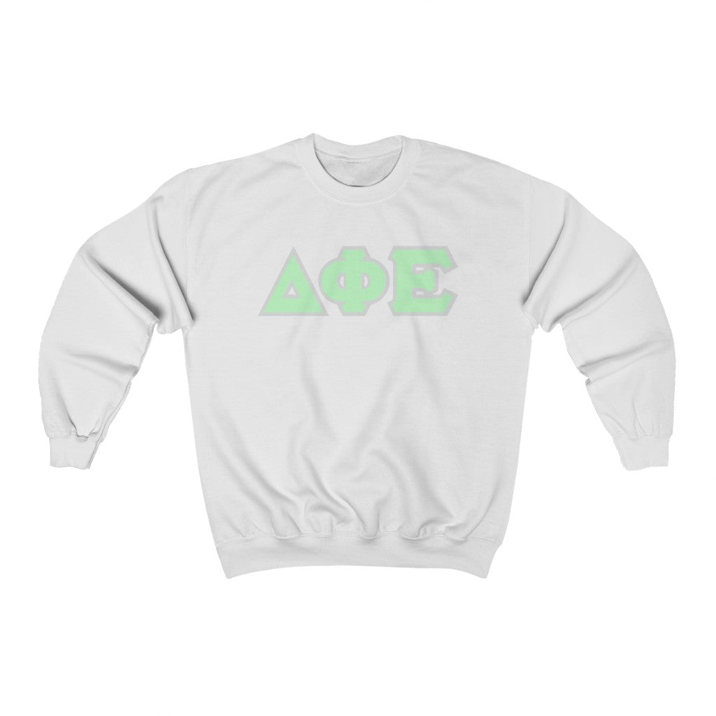 Delta Phi Epsilon Printed Letters | Mint with Grey Border Crewneck