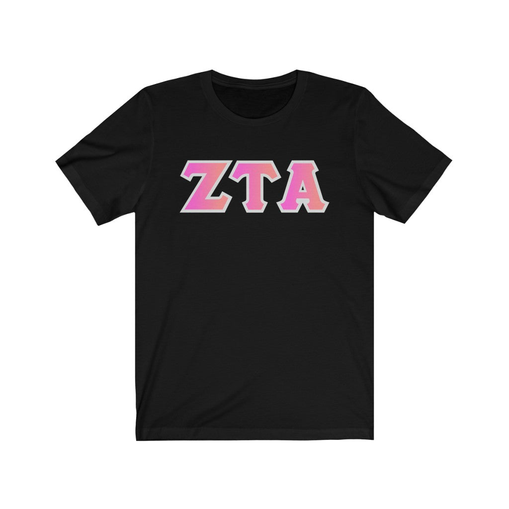 Zeta Tau Alpha Printed Letters | Bubble Gum T-Shirt