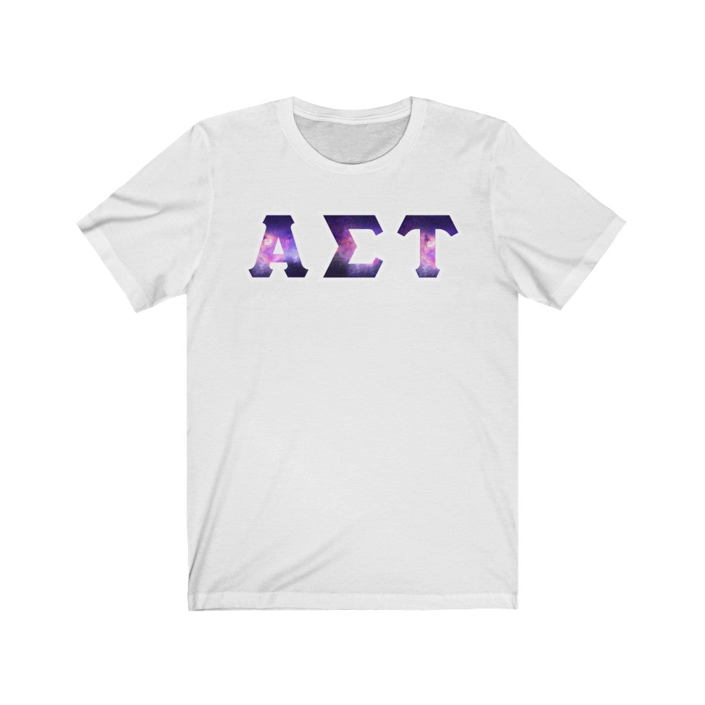 Alpha Sigma Tau Printed Letters | Galaxy Print T-Shirt