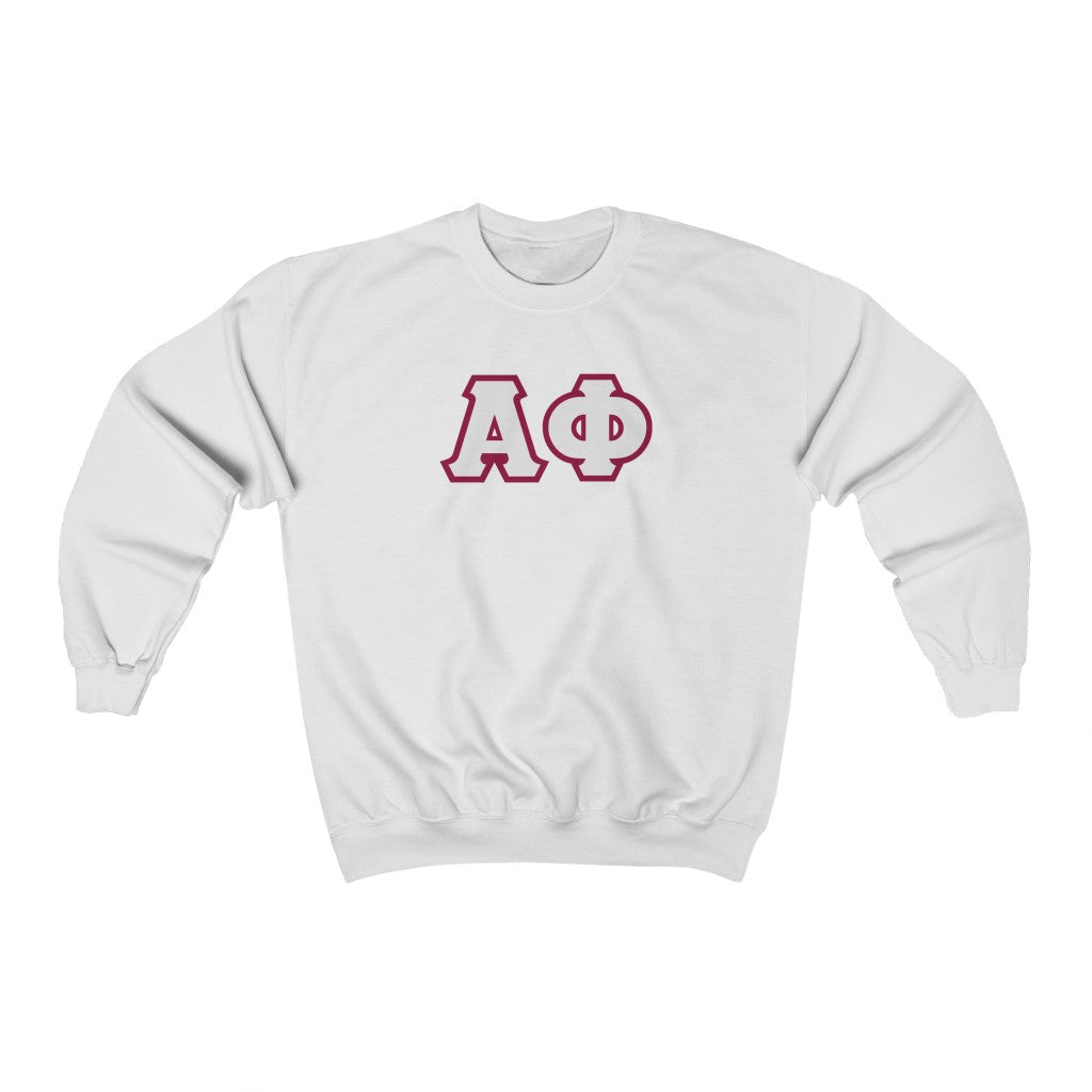 Alpha Phi Printed Letters | White & Maroon Border Crewneck