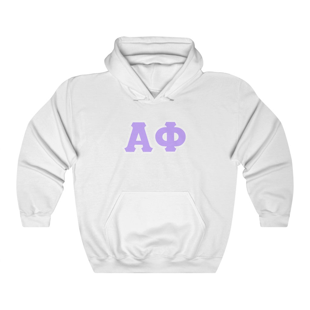 Alpha Phi Printed Letters | Violet & White Border Hoodie