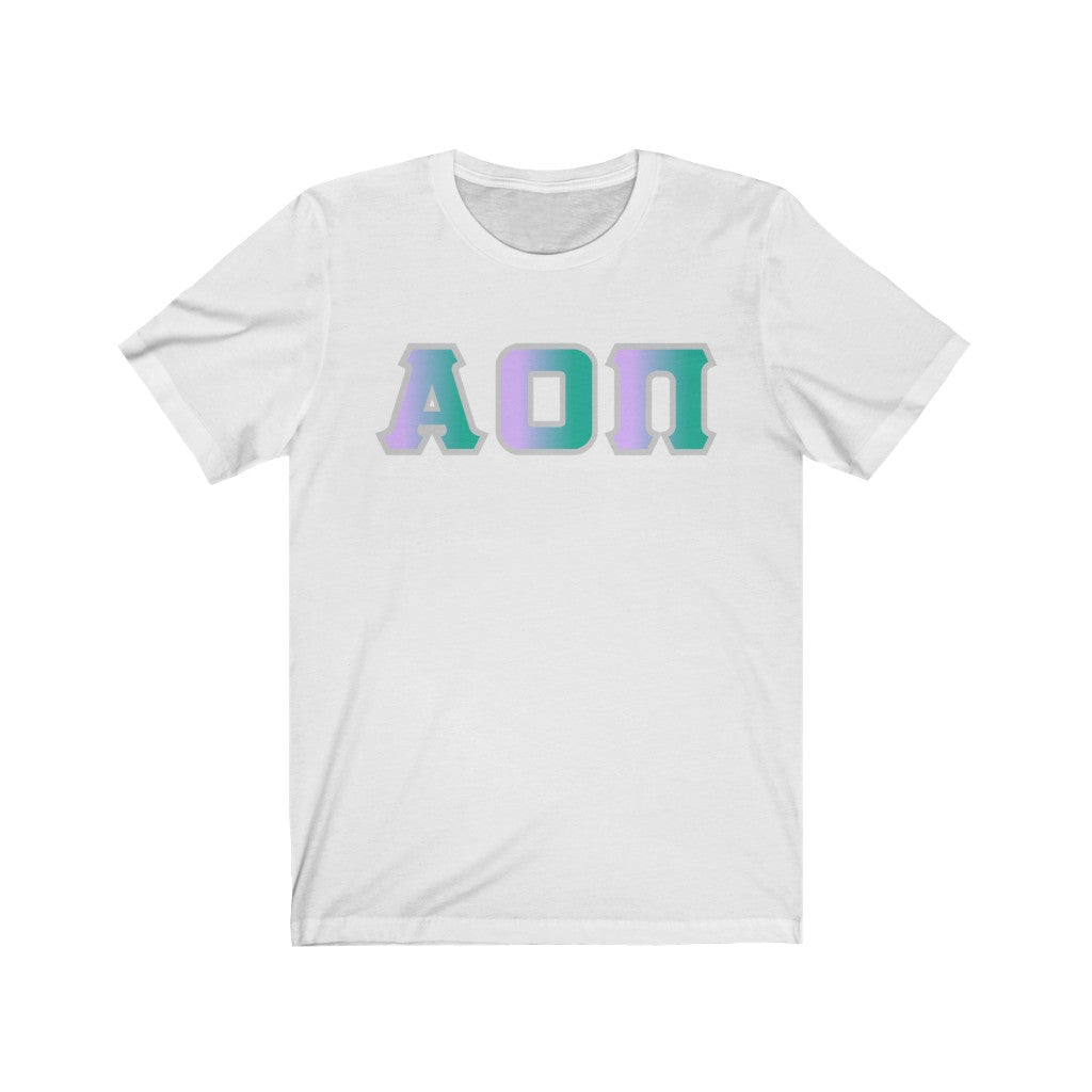 Alpha Omicron Pi Printed Letters | Antarctica with Grey Border T-Shirt