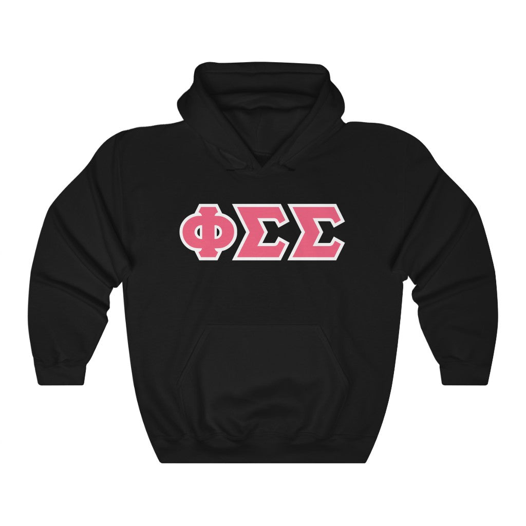 Phi Sigma Sigma Printed Letters | Pink with White Border Hoodie