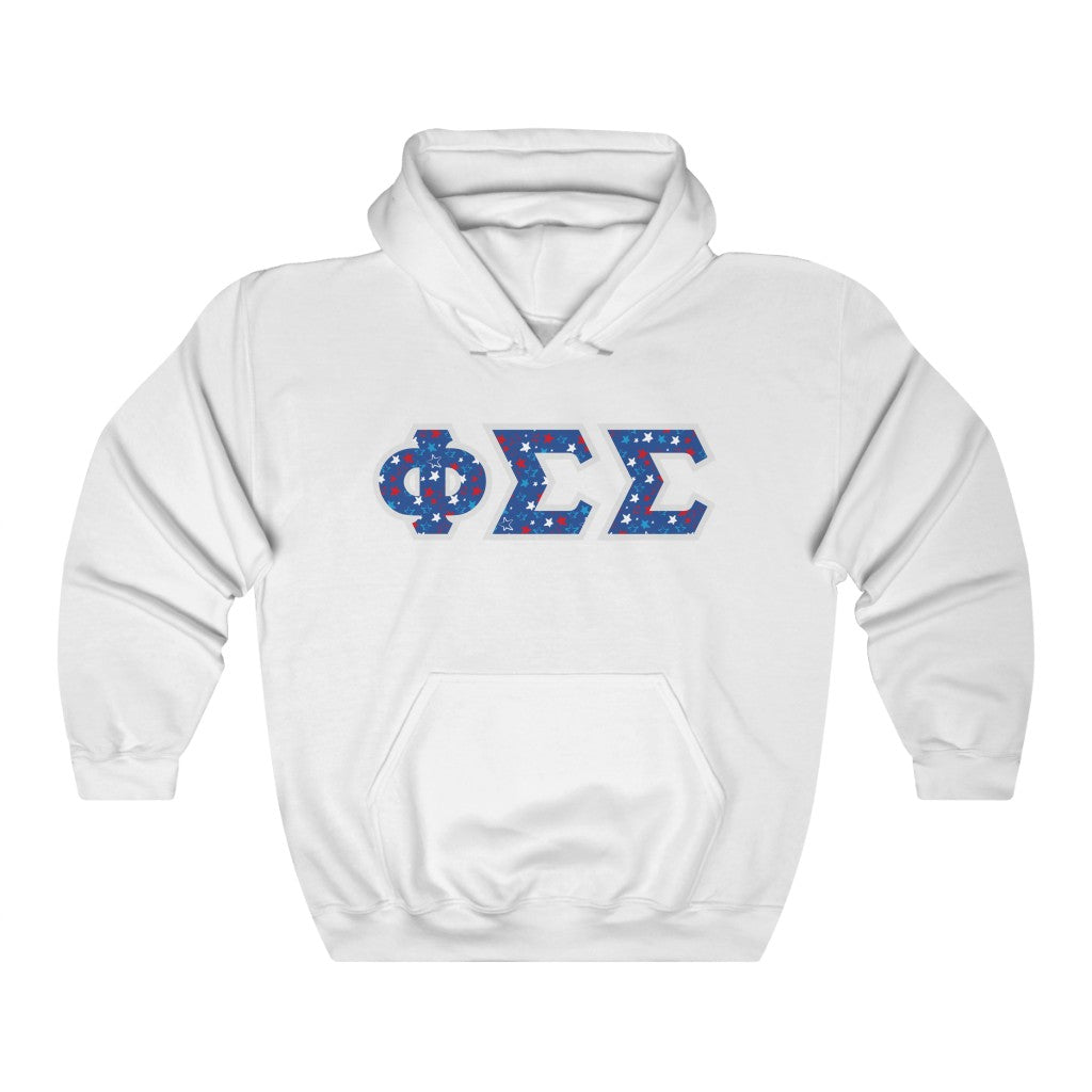 Phi Sigma Sigma Printed Letters | USA Stars Hoodie