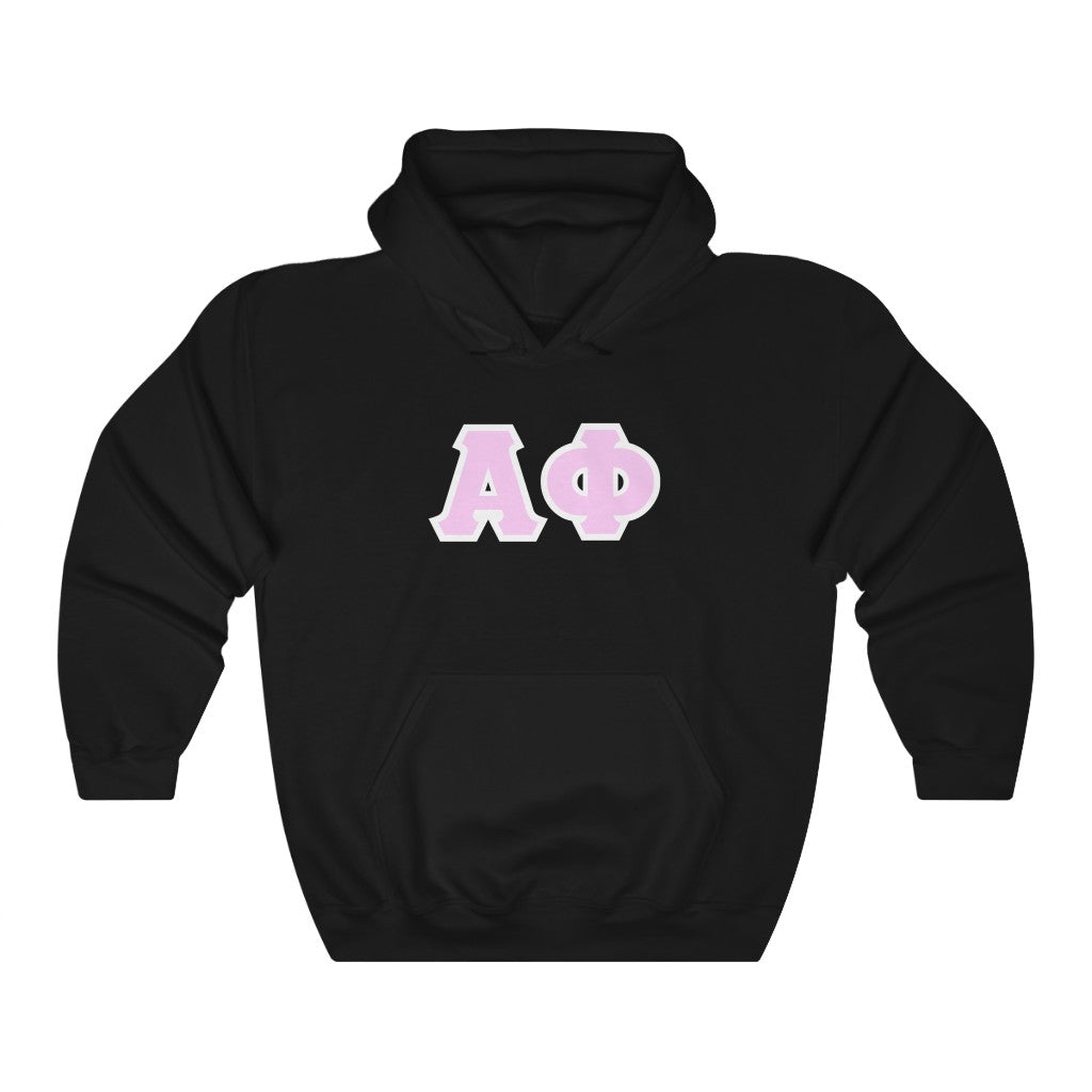 Alpha Phi Printed Letters | Pink with White Border Hoodie