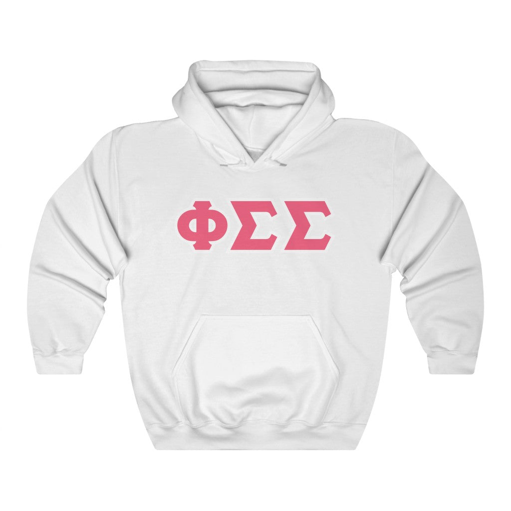 Phi Sigma Sigma Printed Letters | Pink with White Border Hoodie