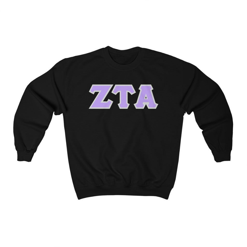 ZTA Printed Letters | Violet with Grey Border Crewneck