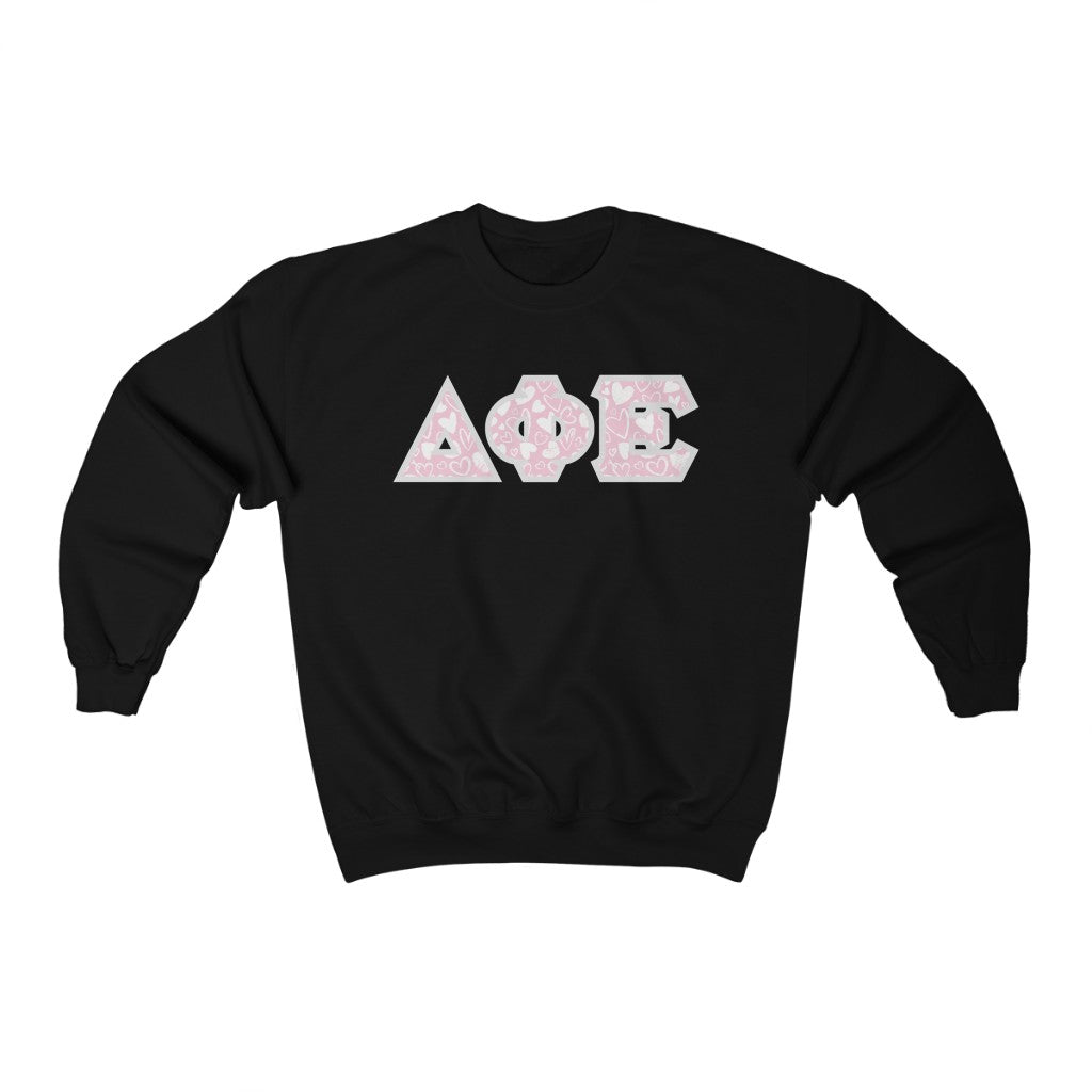 Delta Phi Epsilon Printed Letters | Chalky Hearts Crewneck