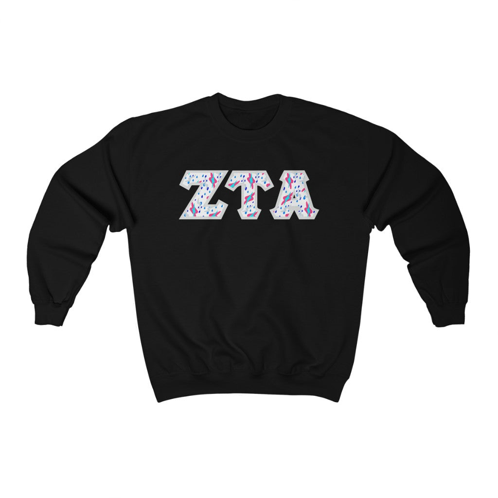 Zeta Tau Alpha Printed Letters | Bayside White Crewneck
