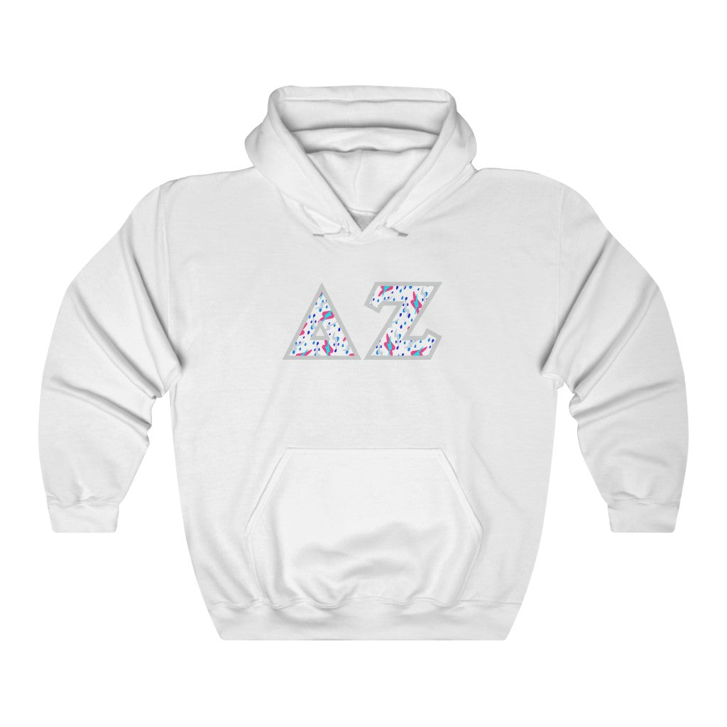Delta Zeta Printed Letters | Bayside White Hoodie