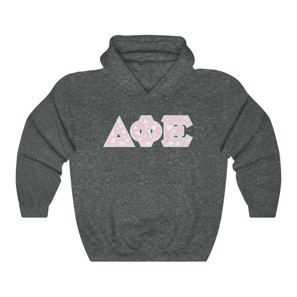 Delta Phi Epsilon Printed Letters | Chalky Hearts Hoodie