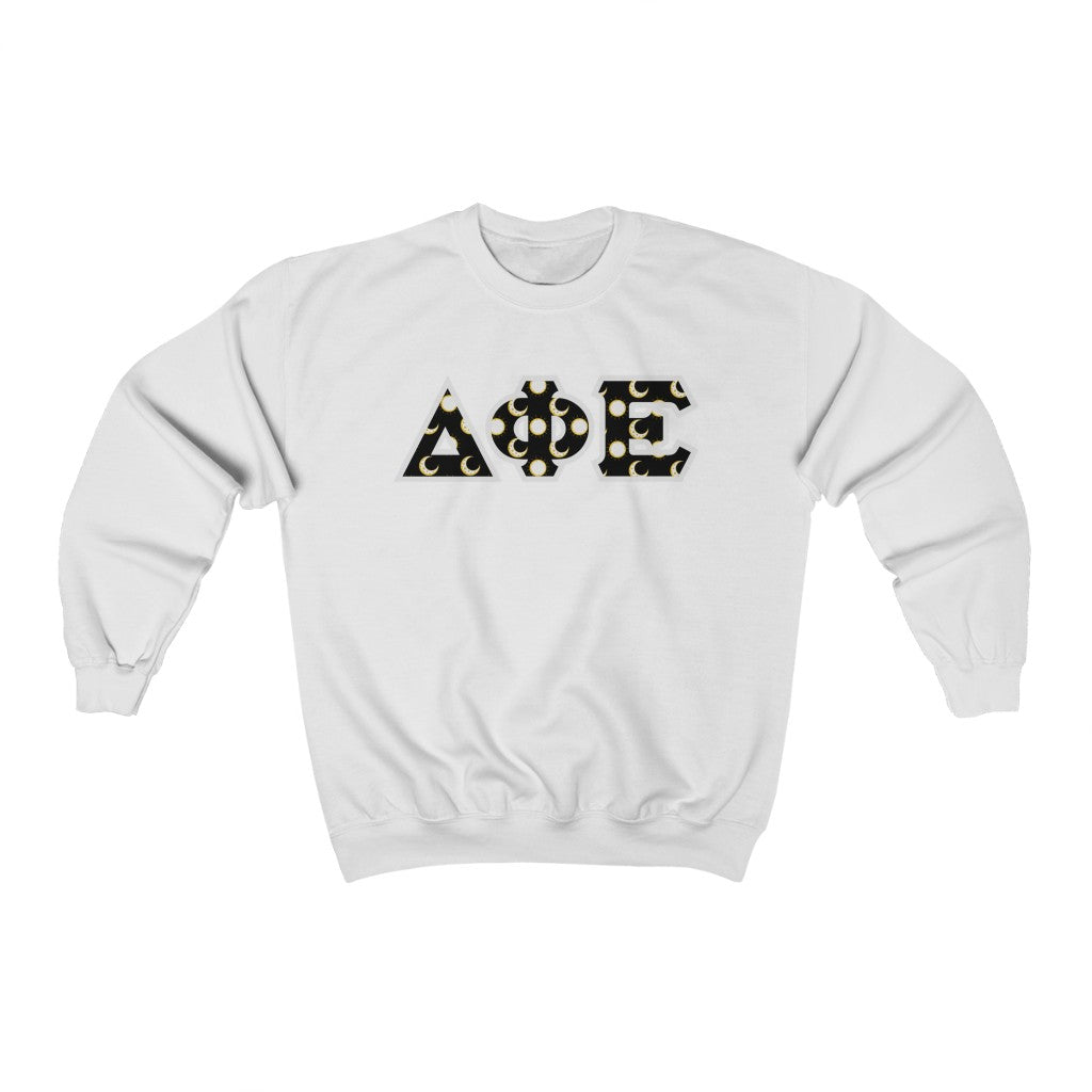 Delta Phi Epsilon Printed Letters | Sun and Moon Crewneck