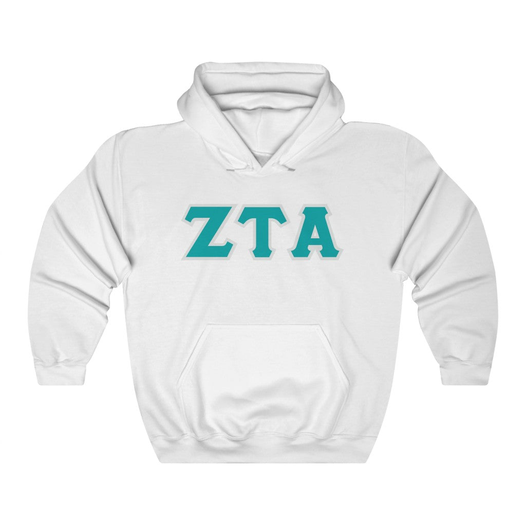 ZTA Printed Letters | Turquoise with Grey Border Hoodie