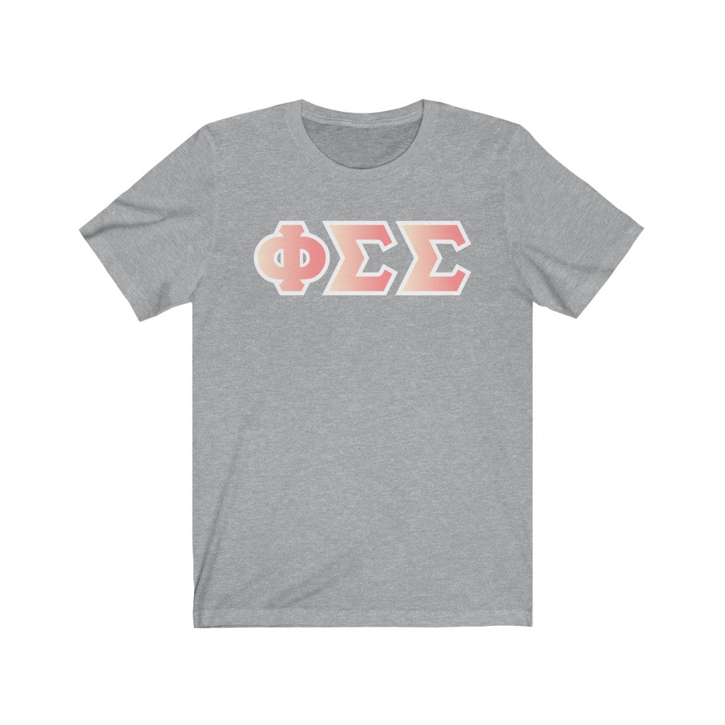 Phi Sigma Sigma Printed Letters | Peach Sunrise T-Shirt