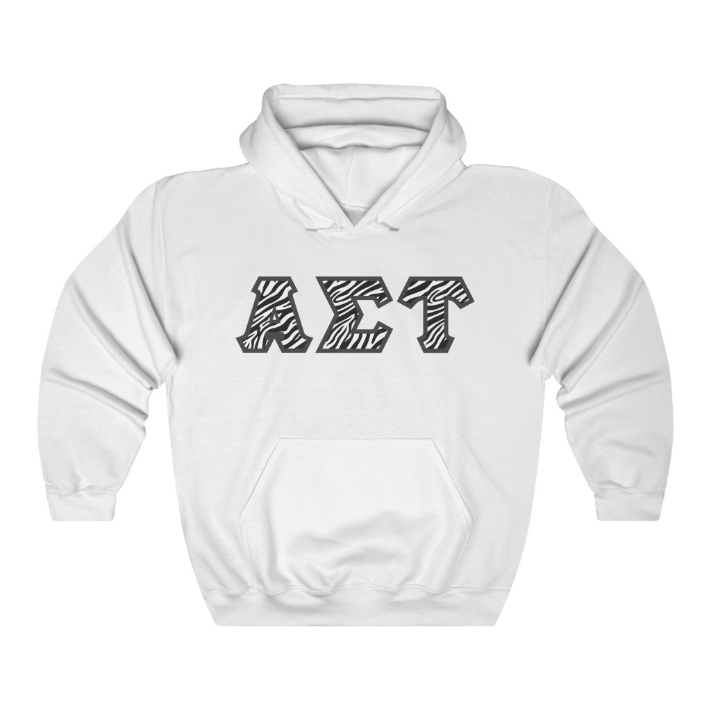 Alpha Sigma Tau Printed Letters | Zebra Print Hoodie