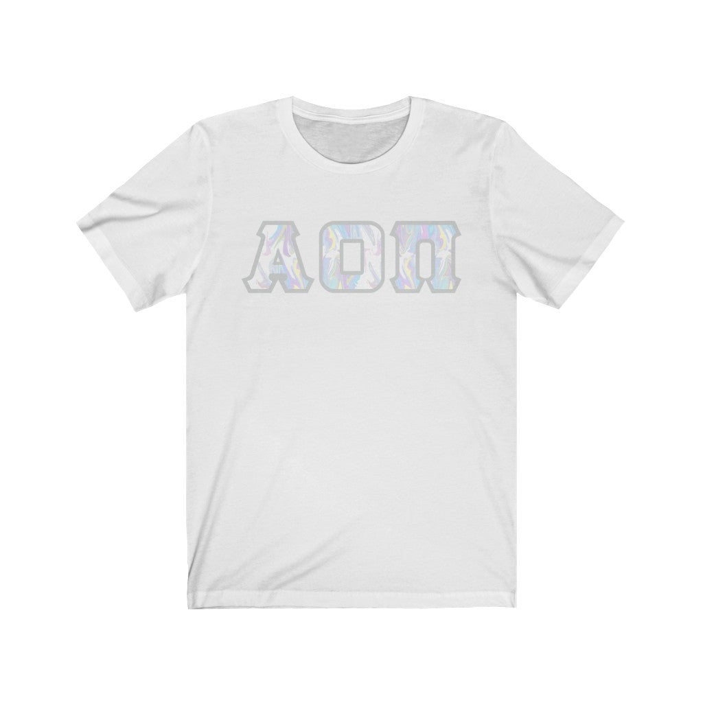 Alpha Omicron Pi Printed Letters | Pastel Tie-Dye T-Shirt