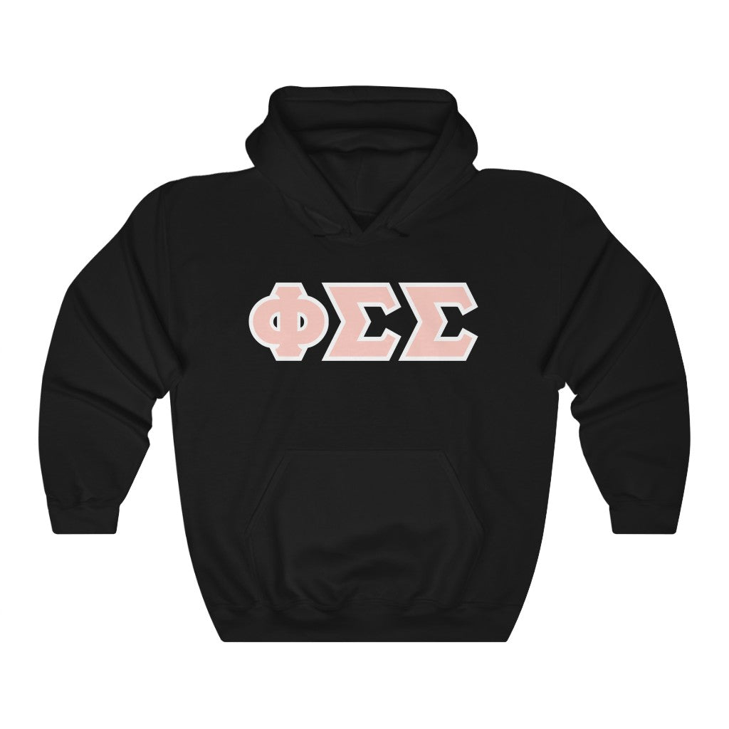 Phi Sigma Sigma Printed Letters | Peach with White Border Hoodie